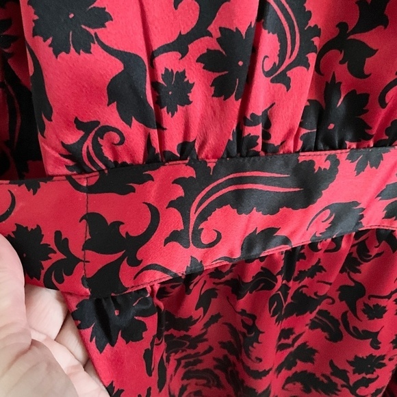 Vintage Y2K Robe Satiny Paisley Red Black Dark Romantic Fairy S Oversized - Picture 13 of 15